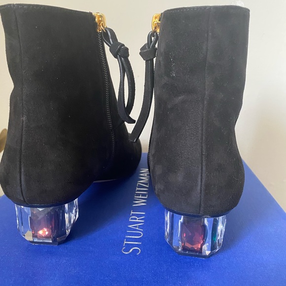 Stuart Weitzman - The Dark Star Bootie - suede ankle boot with crystal heel - Picture 3 of 7